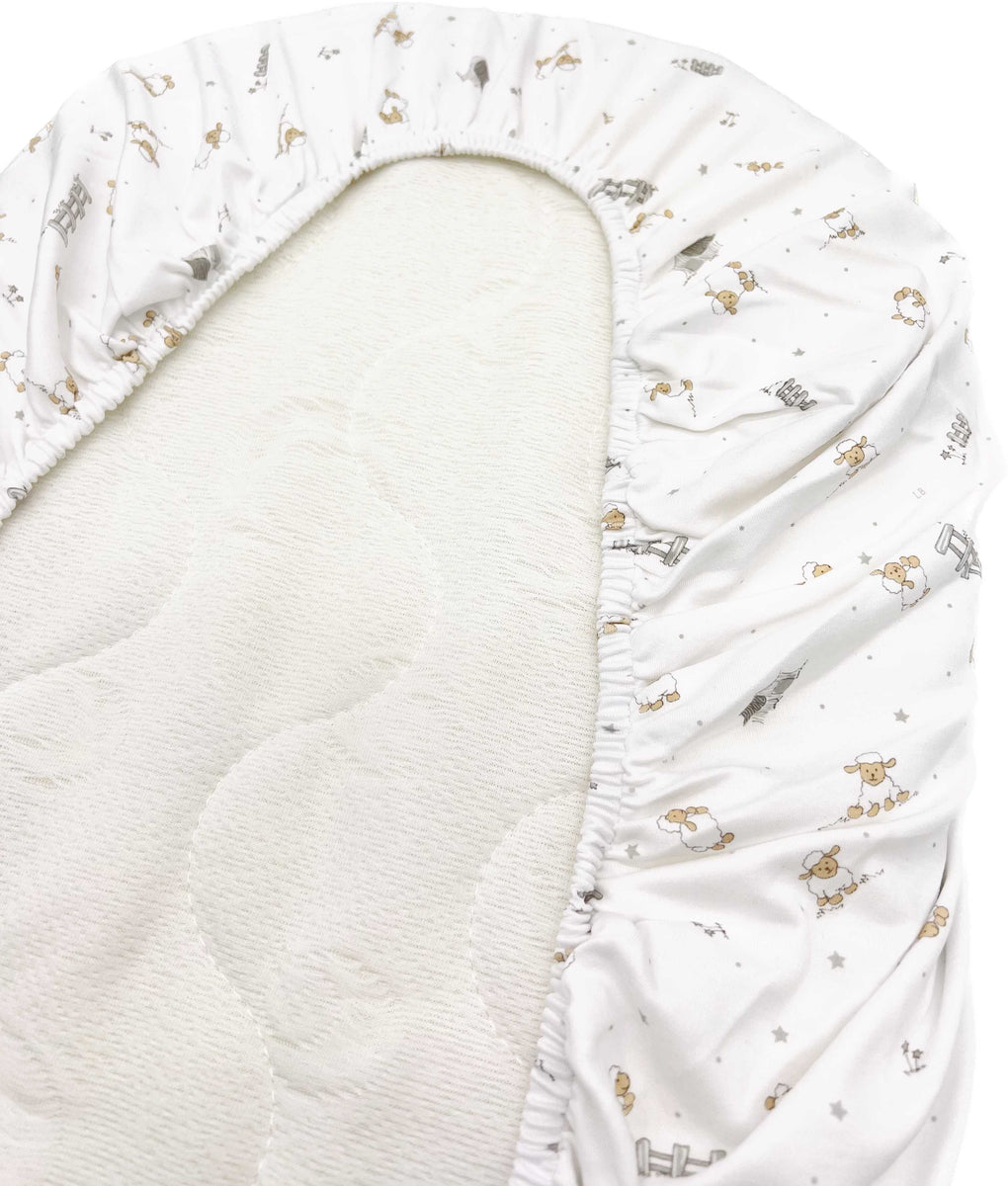 Moses basket fitted sheet Sheep grey Blue Almonds Ltd