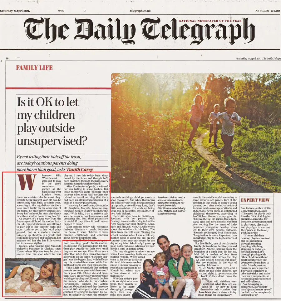 Iza discusses a modern parenting dilemma in The Daily Telegraph Blue Almonds Ltd