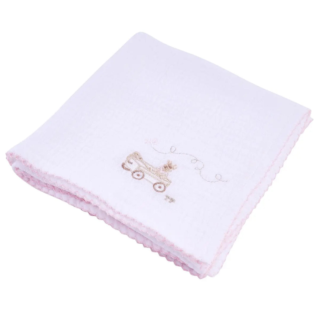 Blue Almonds Ltd 3 nappy embroidered PP 60x60 + box - Pink Garden Party Theophile & Patachou