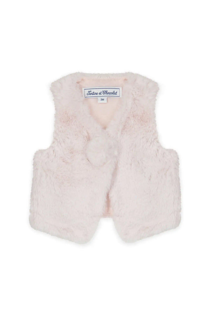 Blue Almonds Ltd BABY PROMENADE ROMANTIQUE-GILETFOURRURE1-Gilet sans manche Tartine et chocolat
