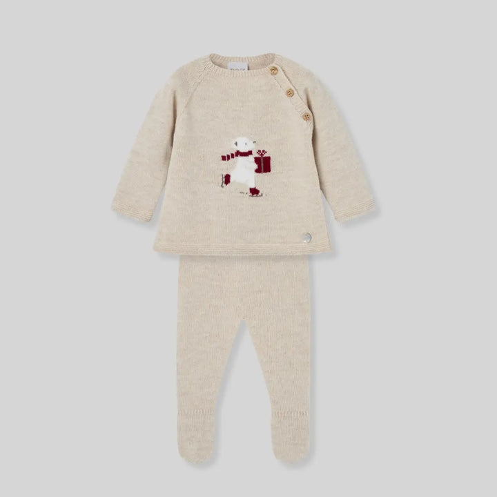 Blue Almonds Ltd Baby 2 Piece Knit Babygrow in Festive Sand Paz Rodriguez