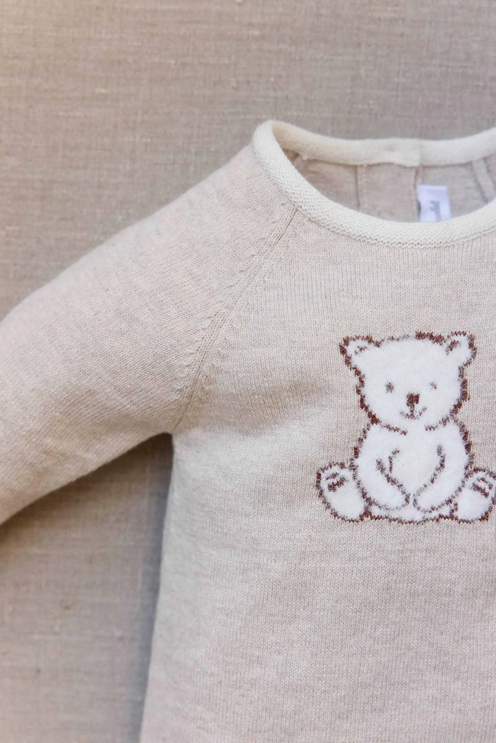 Blue Almonds Ltd Baby Beige Marl Cotton-Cashmere Romper Tartine et Chocolat