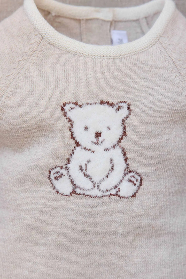 Blue Almonds Ltd Baby Beige Marl Cotton-Cashmere Romper Tartine et Chocolat