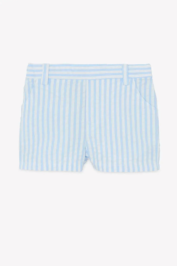 Blue Almonds Ltd Baby Boys Shorts - Blue Cloud + Baby Boys T-Shirt - White 2 Tartine et Chocolat