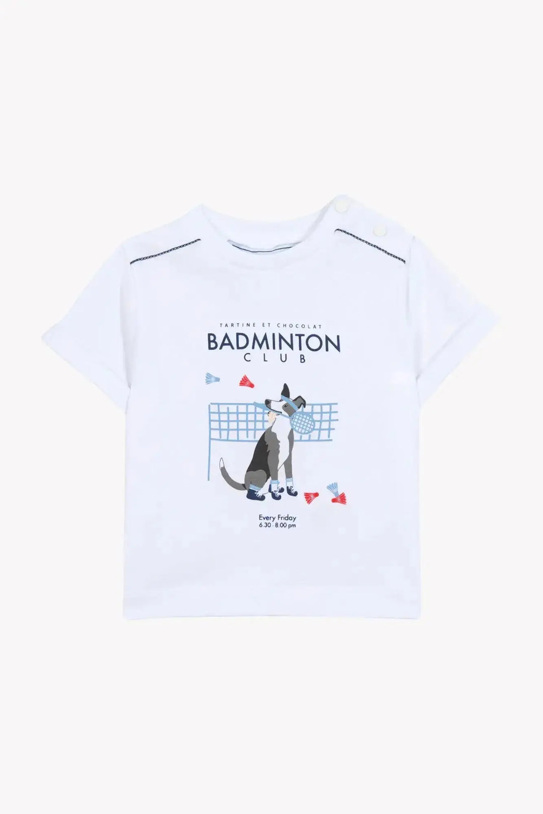 Blue Almonds Ltd Baby Boys Shorts - Blue Cloud + Baby Boys T-Shirt - White 2 Tartine et Chocolat