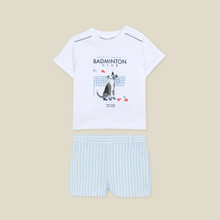 Blue Almonds Ltd Baby Boys Badminton Tshirt with Shorts Set Tartine et Chocolat