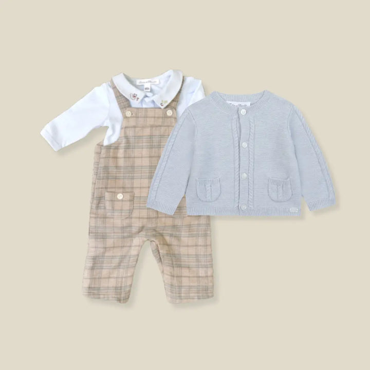 Blue Almonds Ltd Baby Boys Blue Check Dungaree Set Tartine et Chocolat
