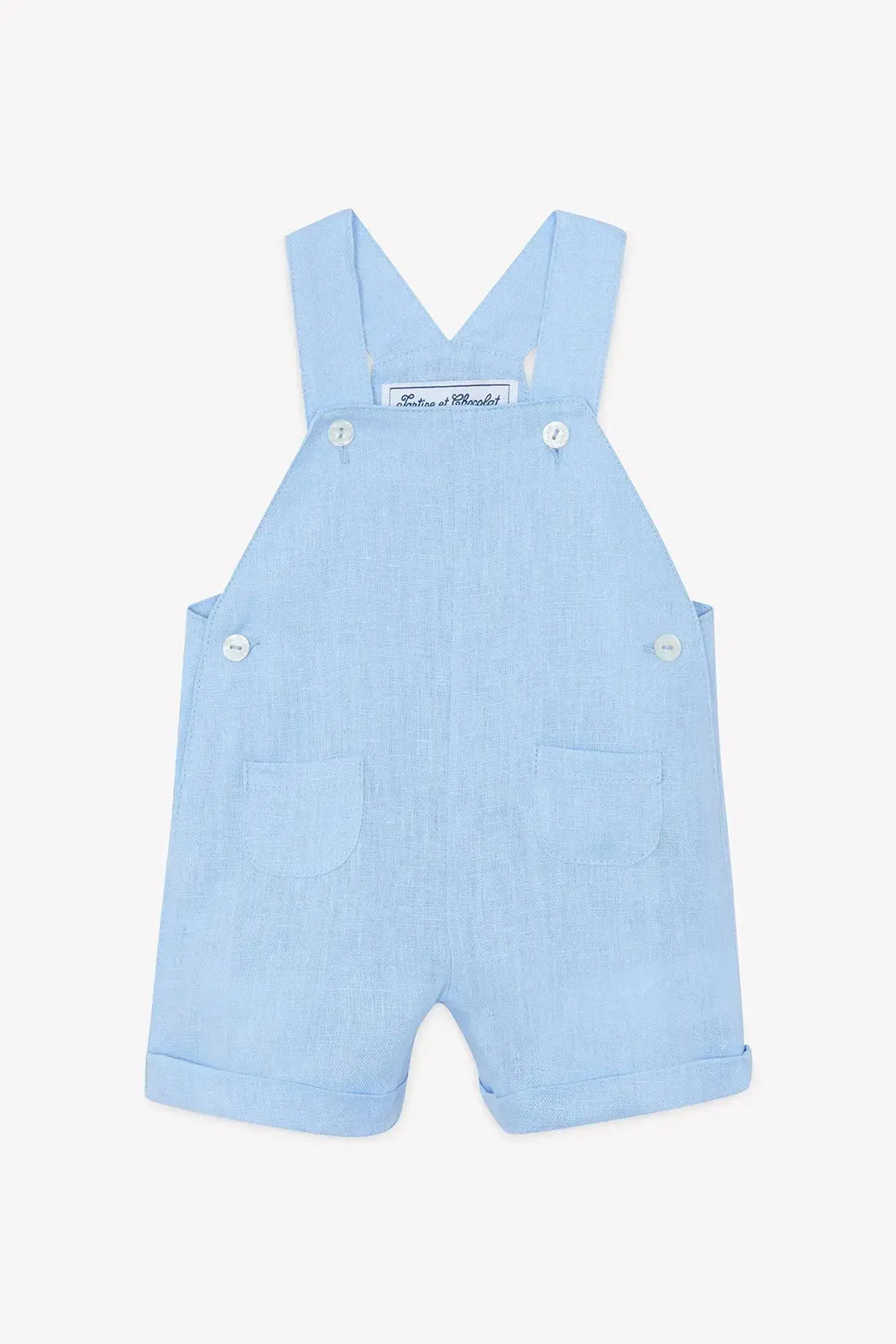 Blue Almonds Ltd Baby Boys Dungaree Short - Blue Cloud 2 + Baby Boys Jumper - Pearl Tartine et Chocolat