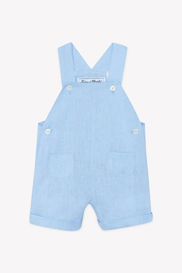 Blue Almonds Ltd Baby Boys Dungaree Short - Blue Cloud 2 + Baby Boys Jumper - Pearl Tartine et Chocolat