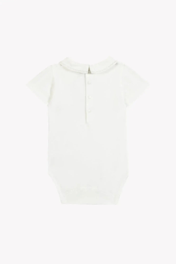 Blue Almonds Ltd Baby Boys Dungaree Short - Blue Cloud 2 + Baby Boys Jumper - Pearl Tartine et Chocolat