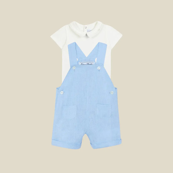 Blue Almonds Ltd Baby Boys Blue Dungaree Short Set Tartine et Chocolat