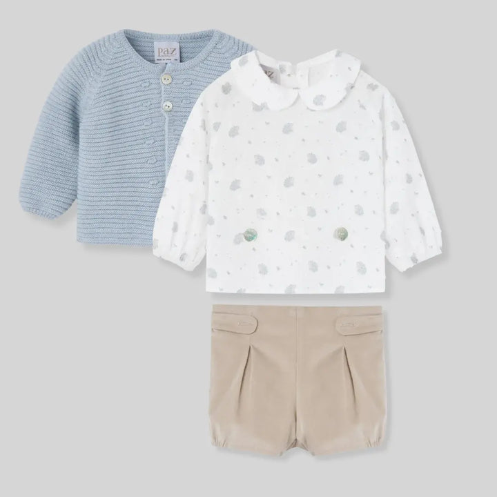 Blue Almonds Ltd Baby Boys Buster Suit Set in Blue Beige Paz Rodriguez