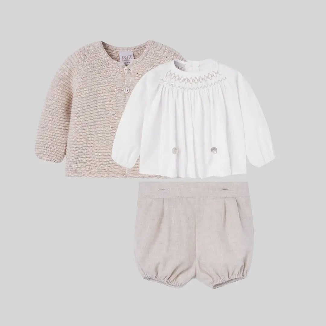Blue Almonds Ltd Baby Boys Buster Suit Set in Light Brown Paz Rodriguez