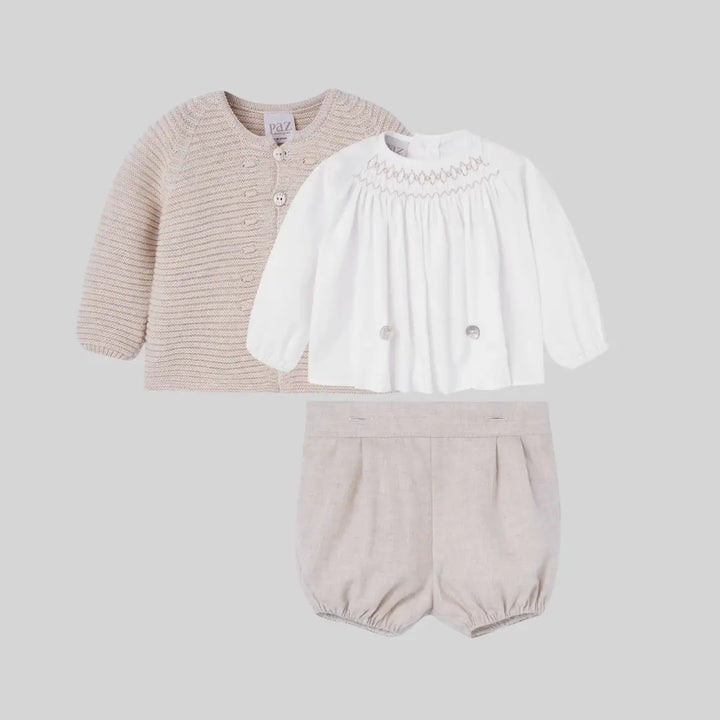 Blue Almonds Ltd Baby Boys Buster Suit Set in Light Brown Paz Rodriguez
