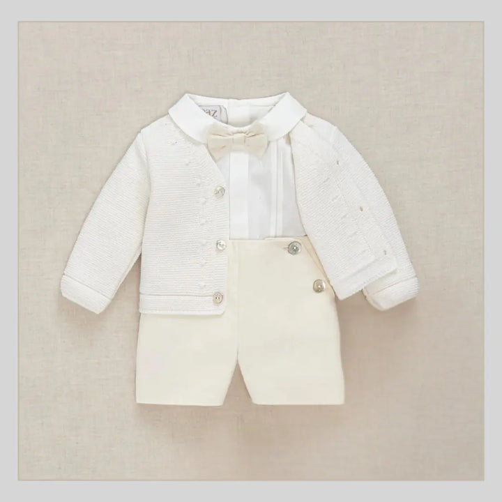 Blue Almonds Ltd Baby Boys Buster Suit Set in Soft Cream Paz Rodriguez