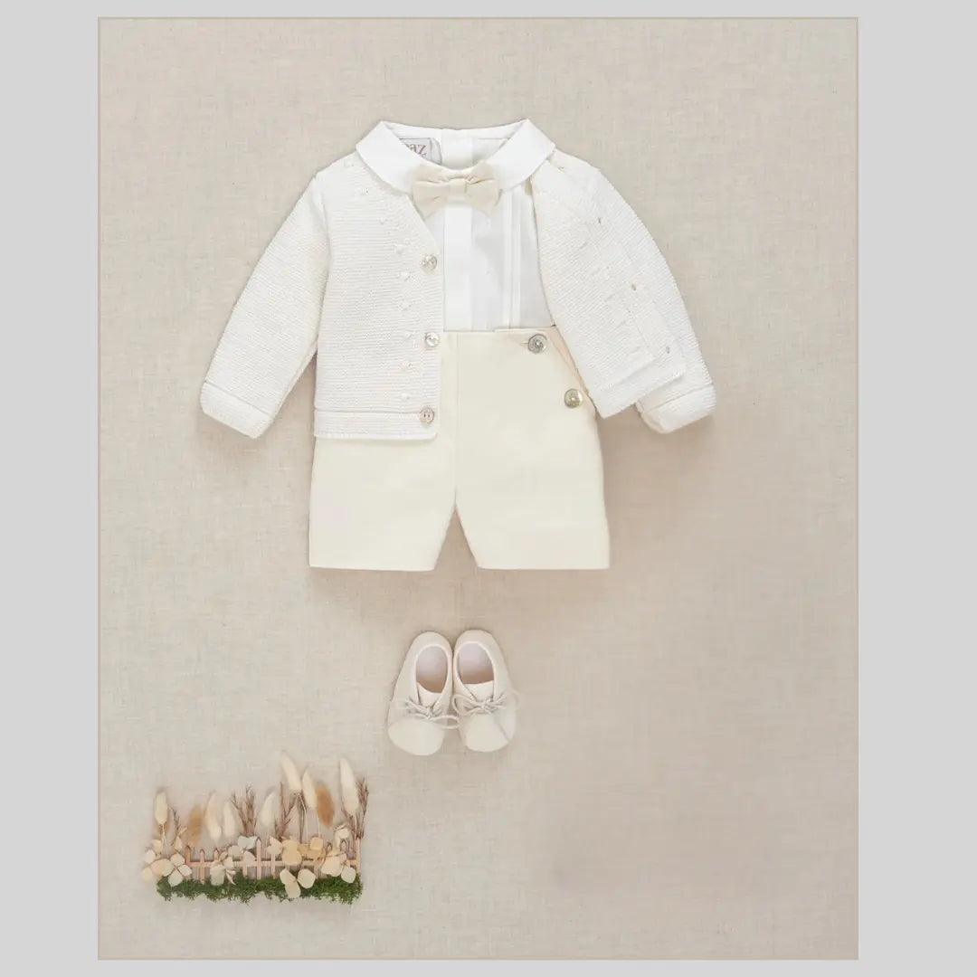 Blue Almonds Ltd Baby Boys Buster Suit Set in Soft Cream Paz Rodriguez