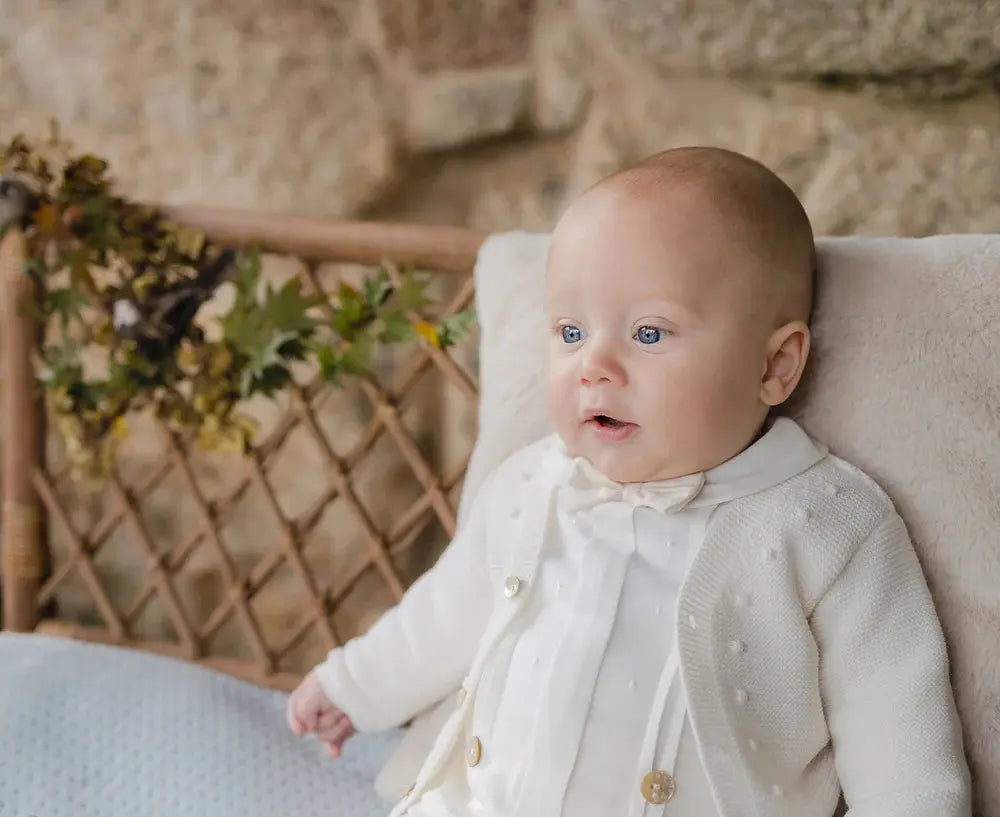 Blue Almonds Ltd Baby Boys Buster Suit Set in Soft Cream Paz Rodriguez