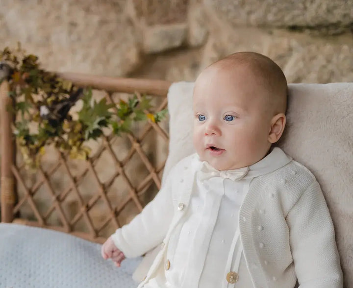 Blue Almonds Ltd Baby Boys Buster Suit Set in Soft Cream Paz Rodriguez