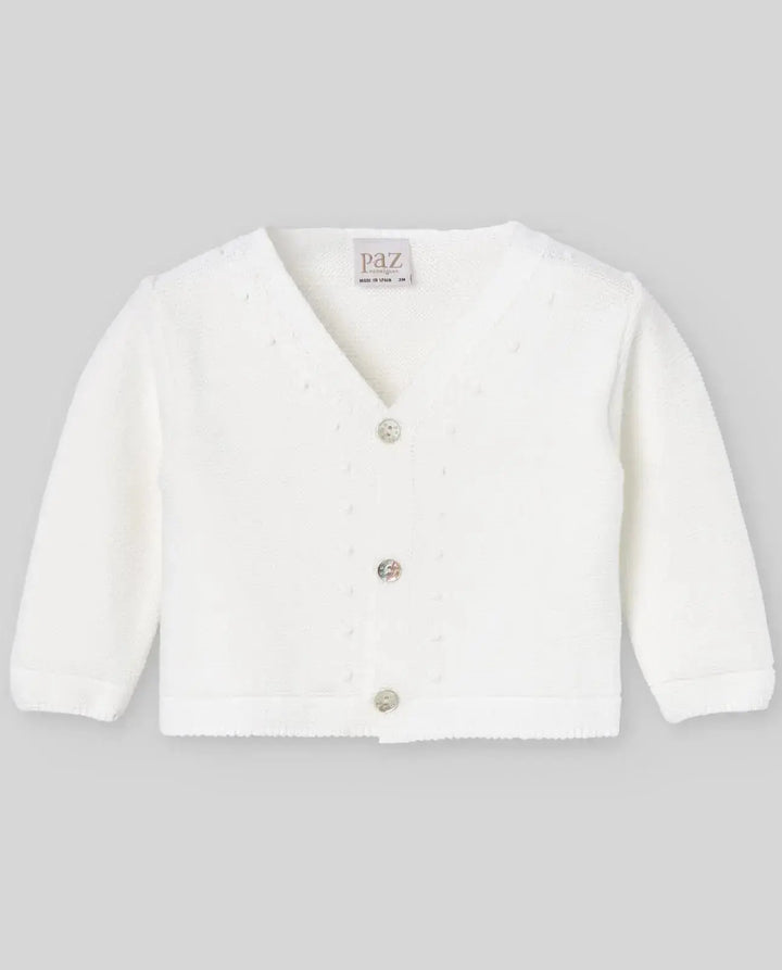 Blue Almonds Ltd KNIT NEWBORN CARDIGAN ESENCIAL - Cream Paz Rodriguez