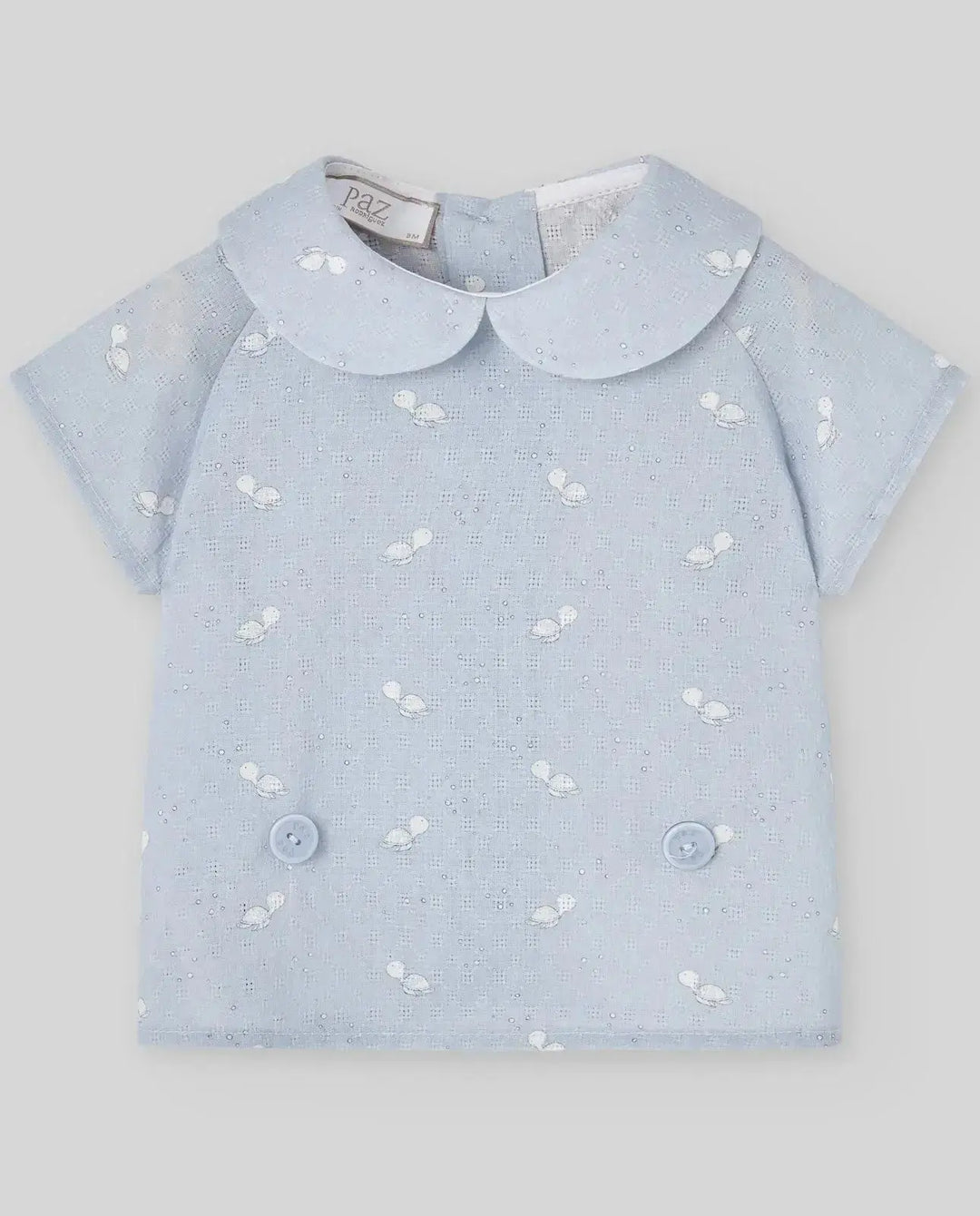 Blue Almonds Ltd WOVEN NEWBORN BLOUSE ESPUMA V26 - Sky Blue Paz Rodriguez