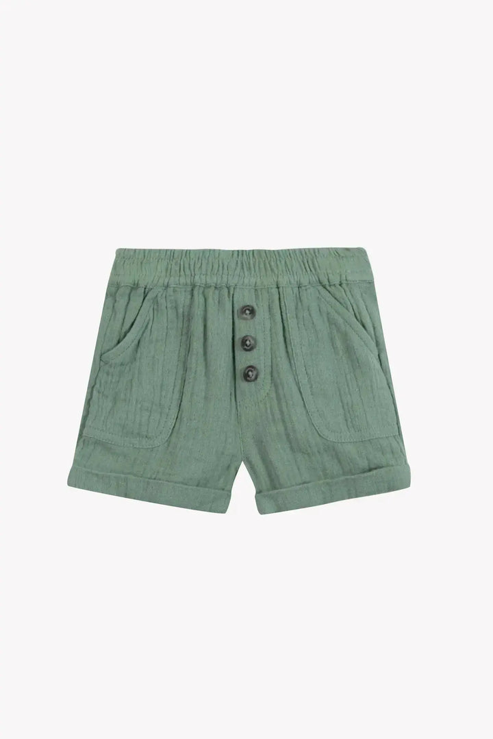 Blue Almonds Ltd Baby Boys Shorts - Khaki + Baby Boys T-Shirt - Sage Tartine et Chocolat