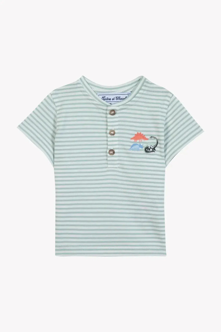 Blue Almonds Ltd Baby Boys Shorts - Khaki + Baby Boys T-Shirt - Sage Tartine et Chocolat