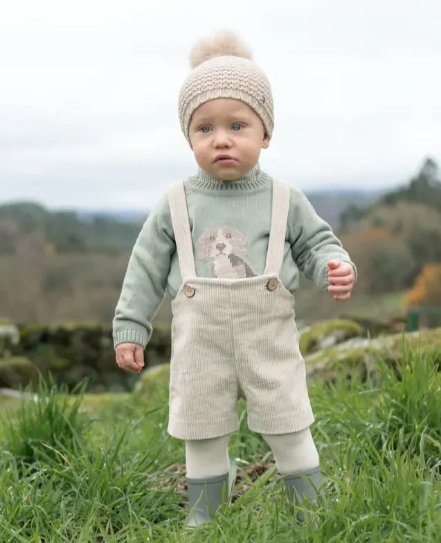 Blue Almonds Ltd Baby Boys Dungaree Set in Field Green Paz Rodriguez