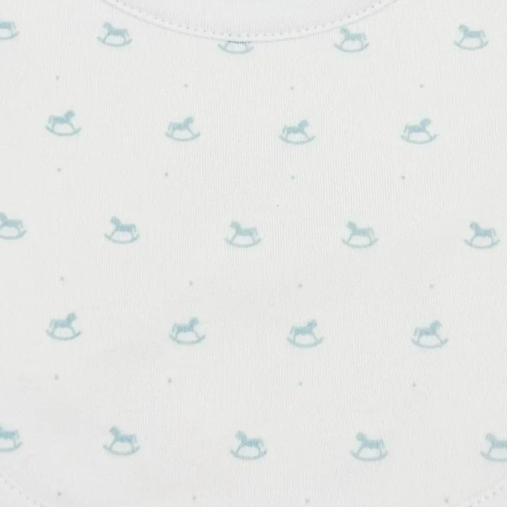 Blue Almonds Ltd Baby Boys Embroidered Bib - Blue Rocking Horse Blue Almonds X Lyda Baby