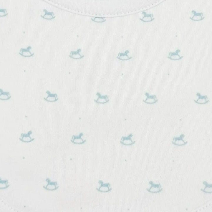 Blue Almonds Ltd Baby Boys Embroidered Bib - Blue Rocking Horse Blue Almonds X Lyda Baby