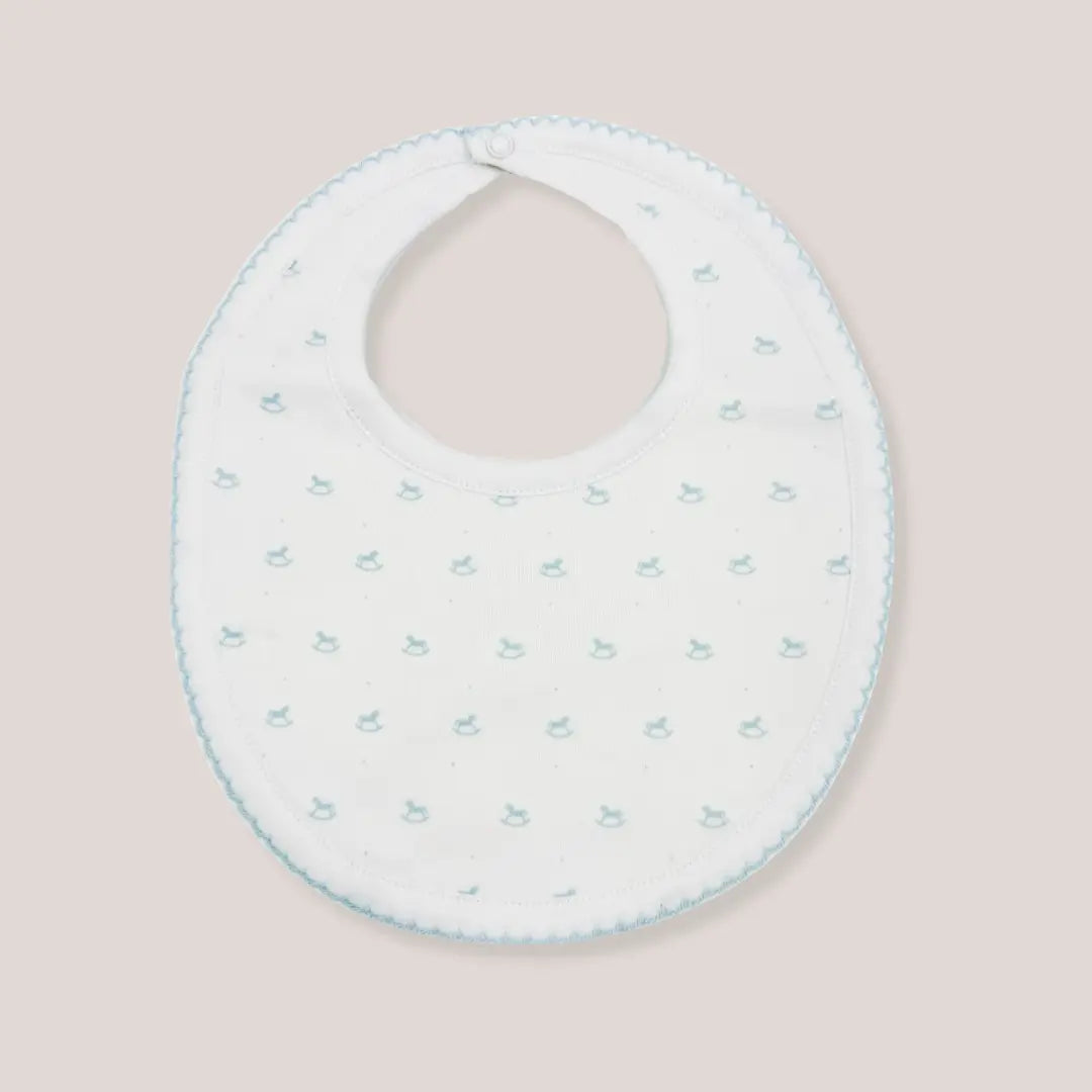 Blue Almonds Ltd Baby Boys Embroidered Bib - Blue Rocking Horse Blue Almonds X Lyda Baby