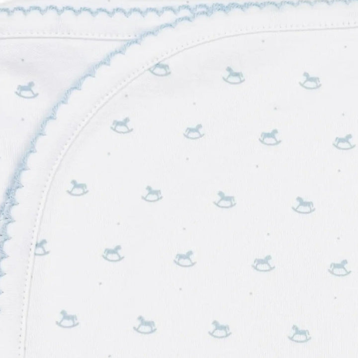 Blue Almonds Ltd Baby Boys Embroidered Blanket - Blue Rocking Horse Blue Almonds X Lyda Baby