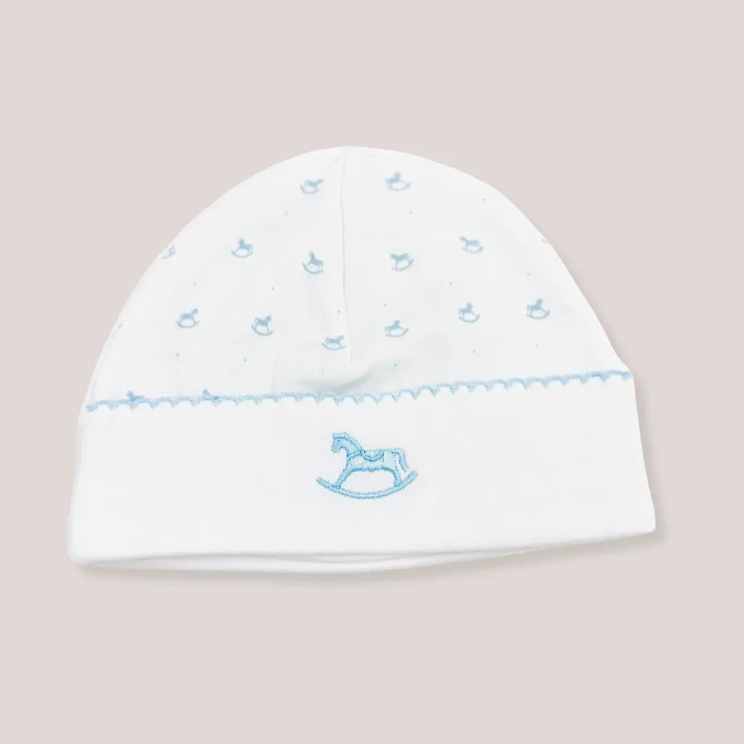 Blue Almonds Ltd Baby Boys Embroidered Hat - Blue Rocking Horse Blue Almonds X Lyda Baby