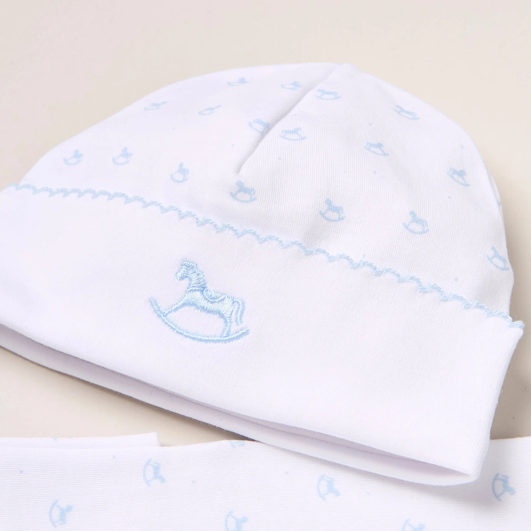Blue Almonds Ltd Baby Boys Embroidered Hat - Blue Rocking Horse Blue Almonds X Lyda Baby