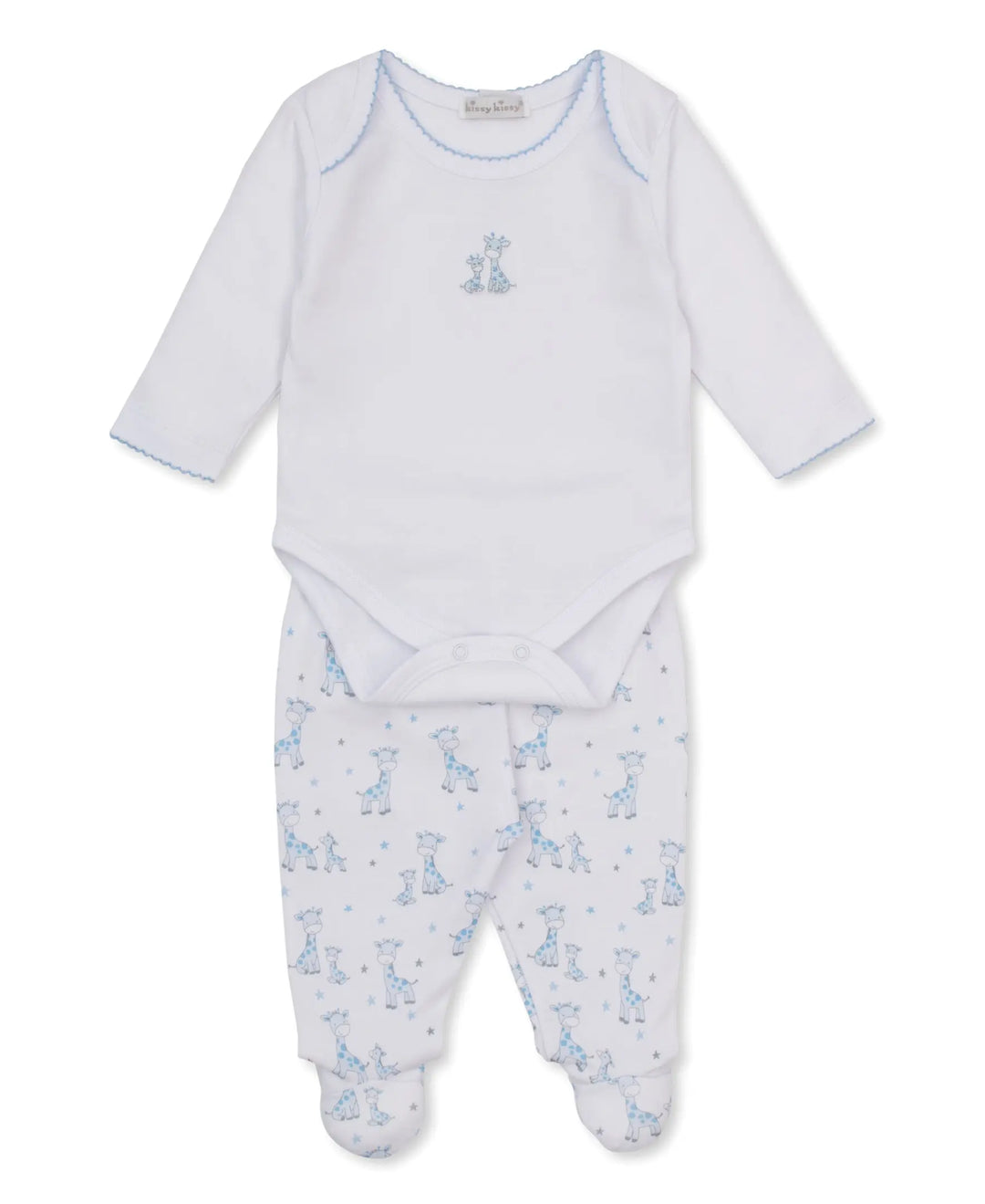 Blue Almonds Ltd Baby Boys Footed Pant Set - Just Giraffes Kissy Kissy