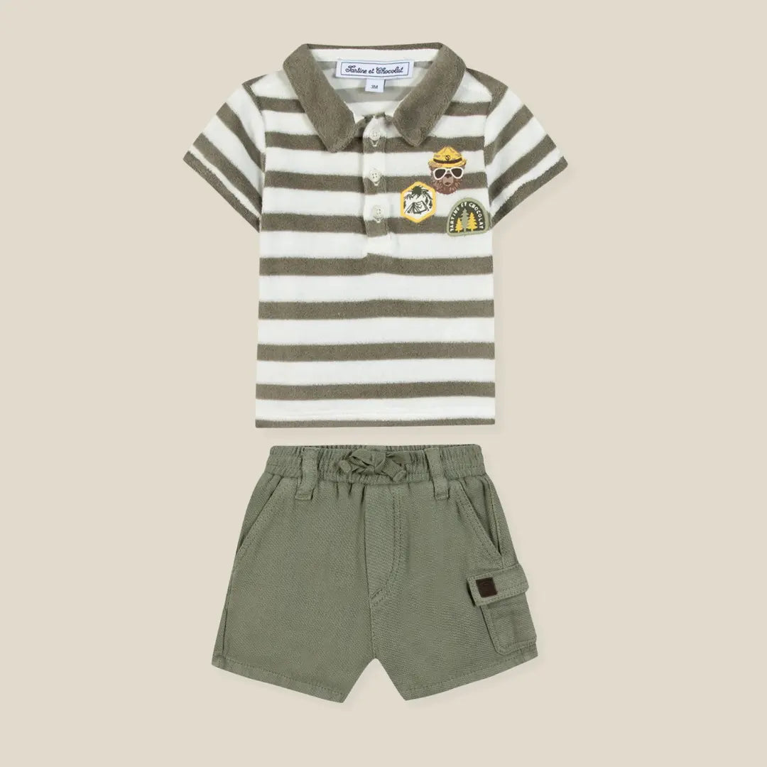 Blue Almonds Ltd Baby Boys Forest Green Towelling Shorts Set Tartine et Chocolat
