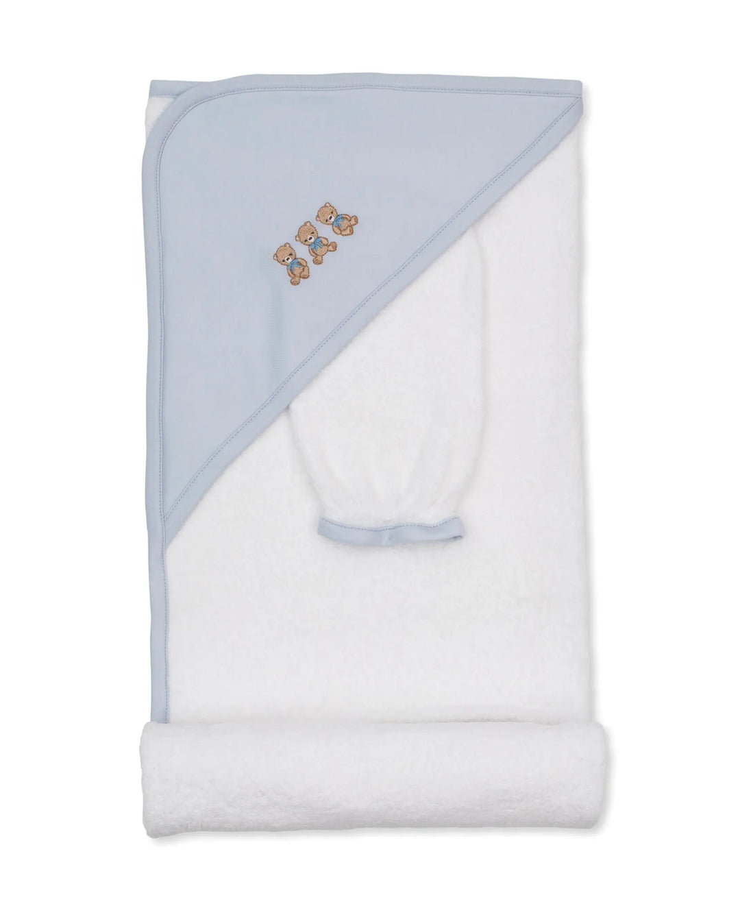 Blue Almonds Ltd Baby Boys Hooded Towel and Mitt Set - Teddy Bear Club Kissy Kissy