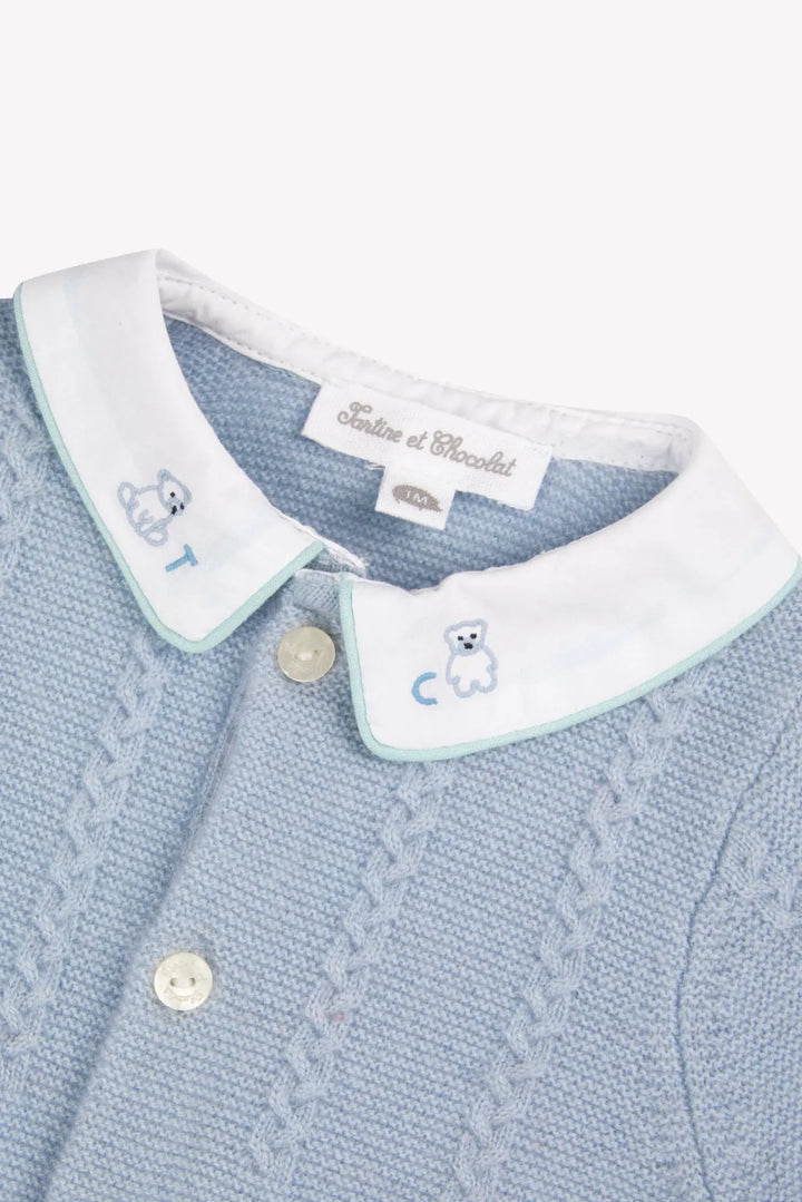 Blue Almonds Ltd Baby Boys Ice Blue Wool-Cashmere Romper Tartine et Chocolat