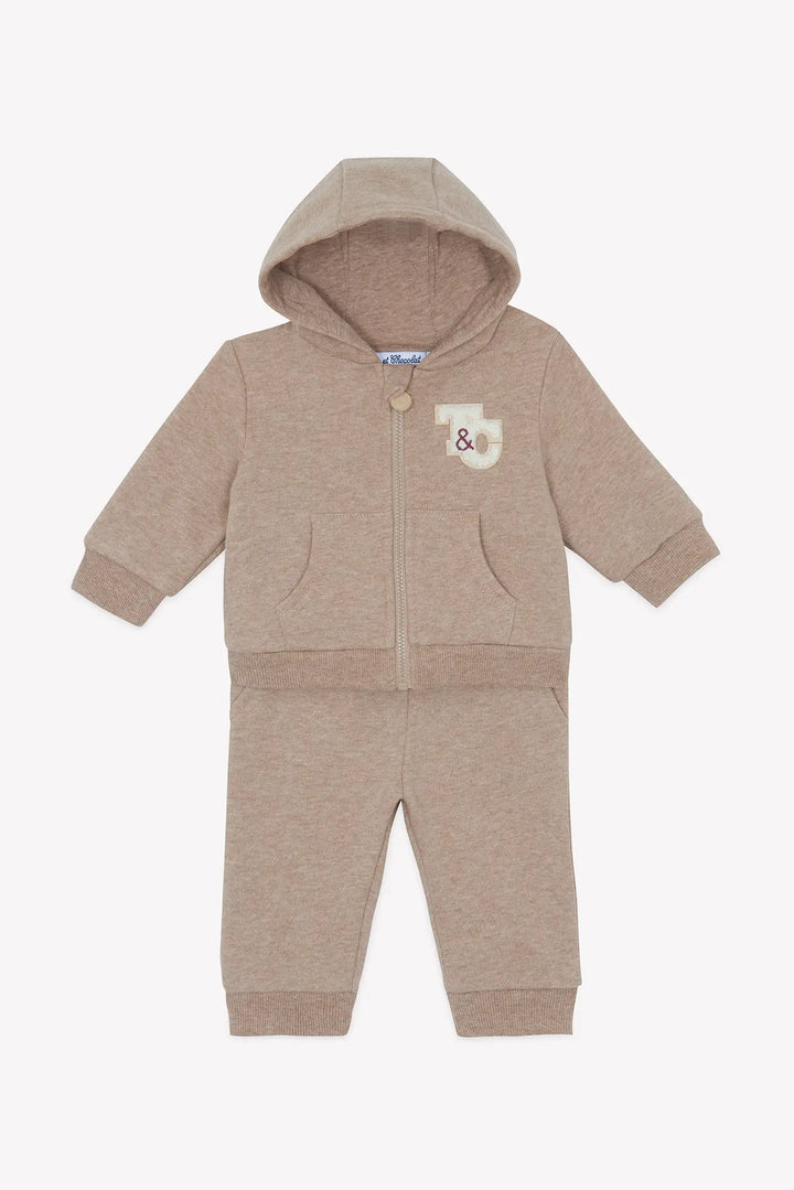 Blue Almonds Ltd Baby Boys Ivory T-Shirt & Mocha Marl Tracksuit Set Tartine et Chocolat