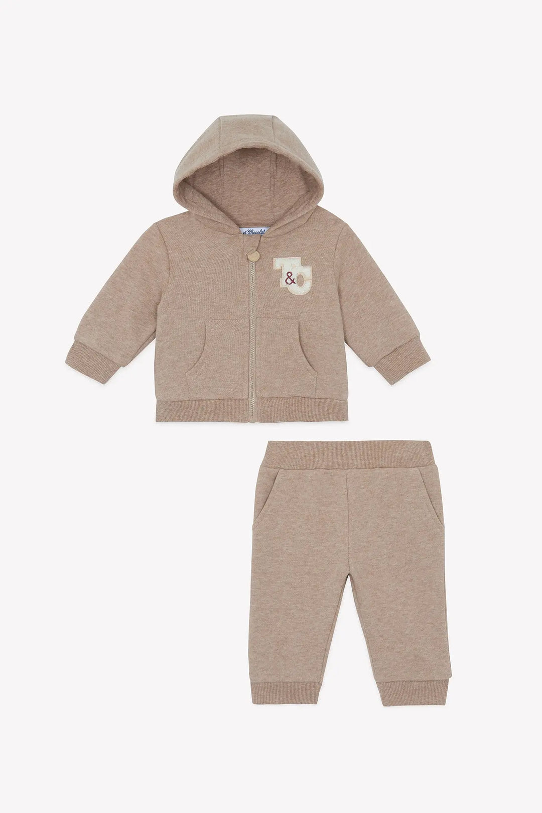Blue Almonds Ltd Baby Boys Ivory T-Shirt & Mocha Marl Tracksuit Set Tartine et Chocolat