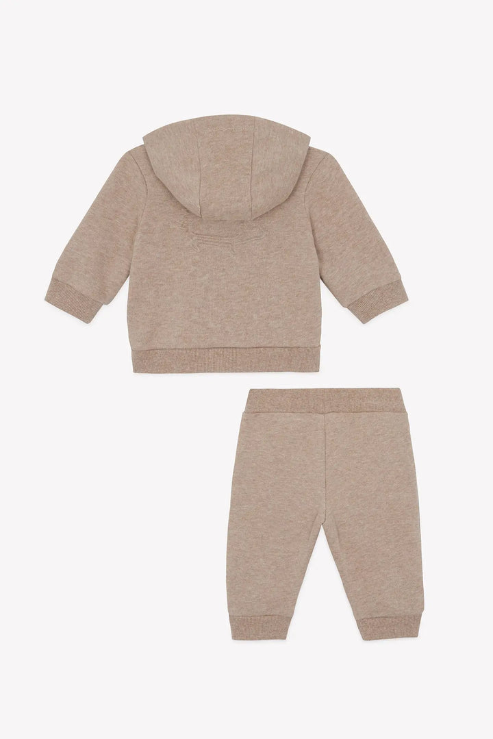 Blue Almonds Ltd Baby Boys Ivory T-Shirt & Mocha Marl Tracksuit Set Tartine et Chocolat