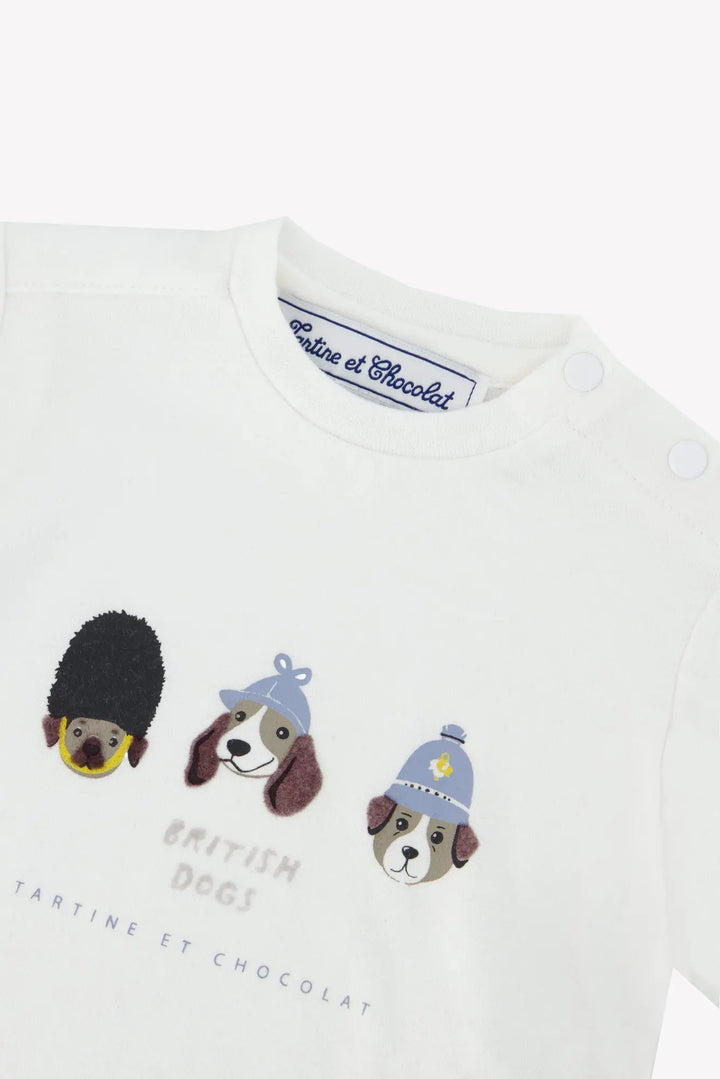 Blue Almonds Ltd Baby Boys Ivory T-Shirt & Mocha Marl Tracksuit Set Tartine et Chocolat