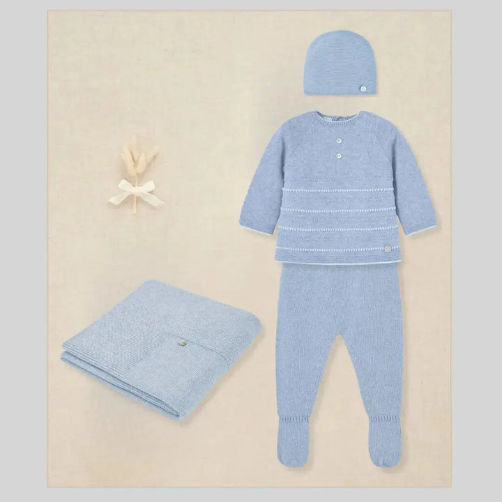 Blue Almonds Ltd Baby Boys Knit 2-Piece Babygrow Gift Set in Chalk Blue Paz Rodriguez