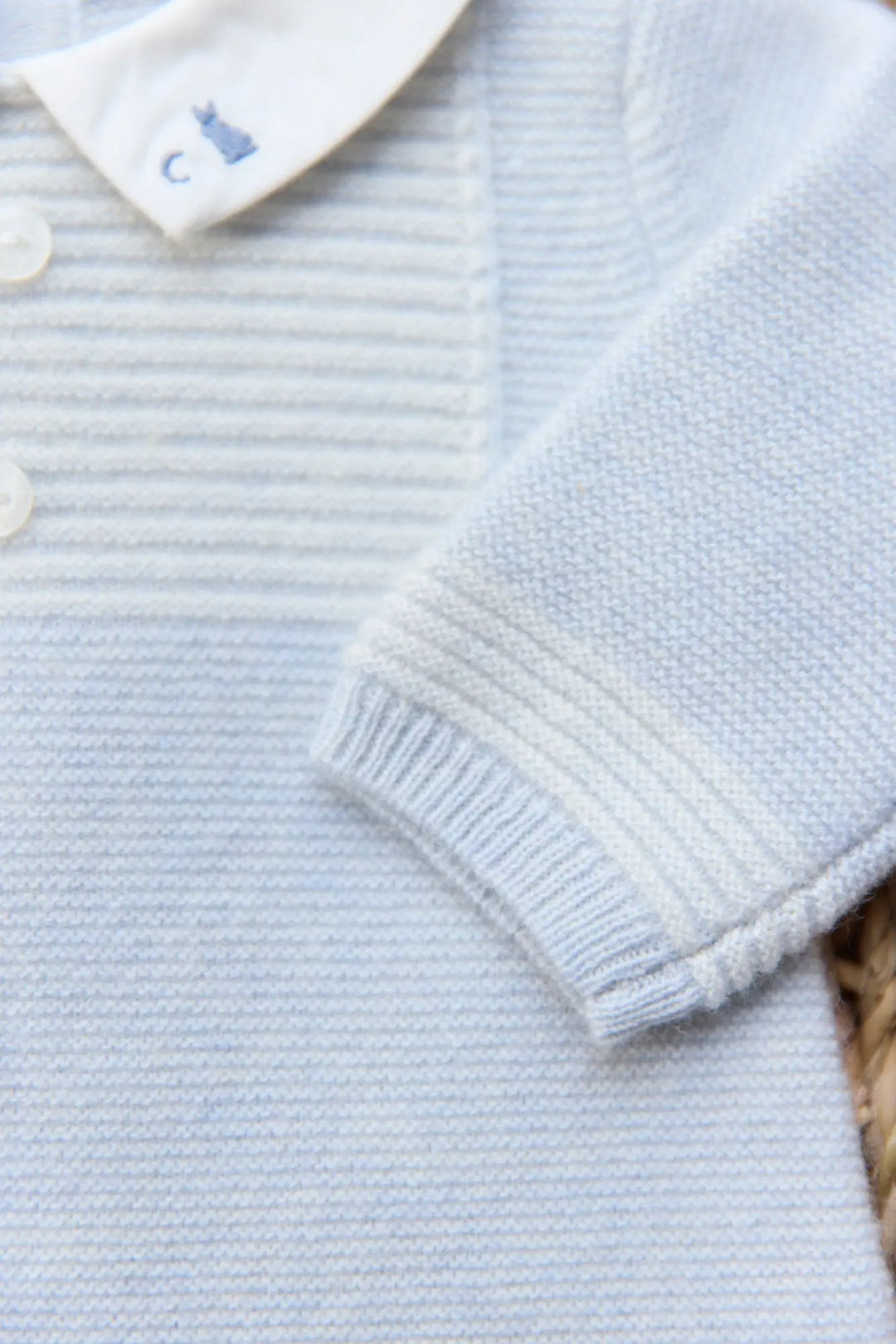 Blue Almonds Ltd Baby Boys Knit Cloud Blue Playsuit Tartine et Chocolat