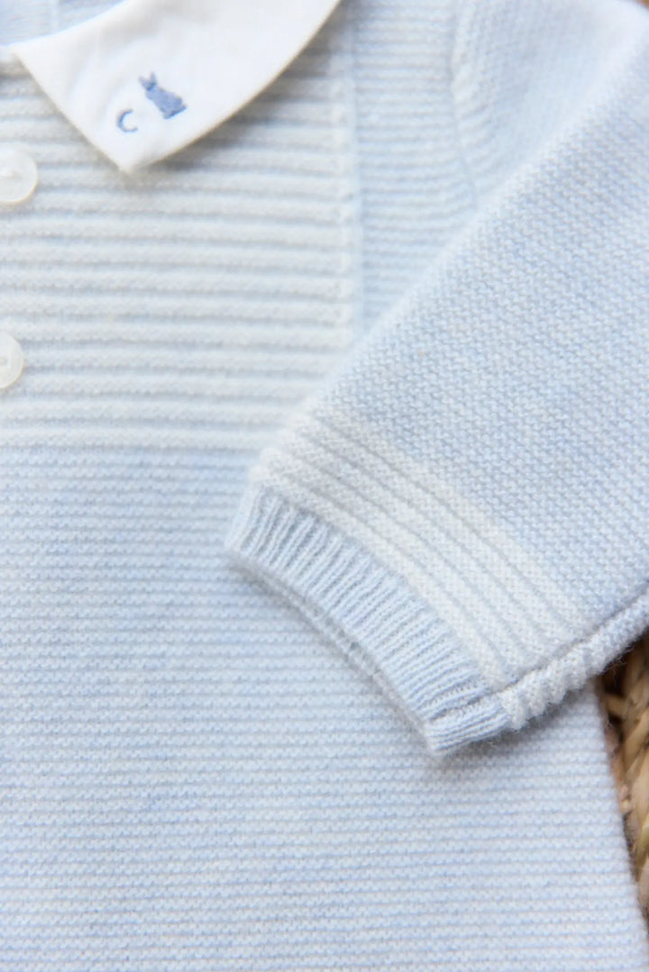 Blue Almonds Ltd Baby Boys Knit Cloud Blue Playsuit Tartine et Chocolat