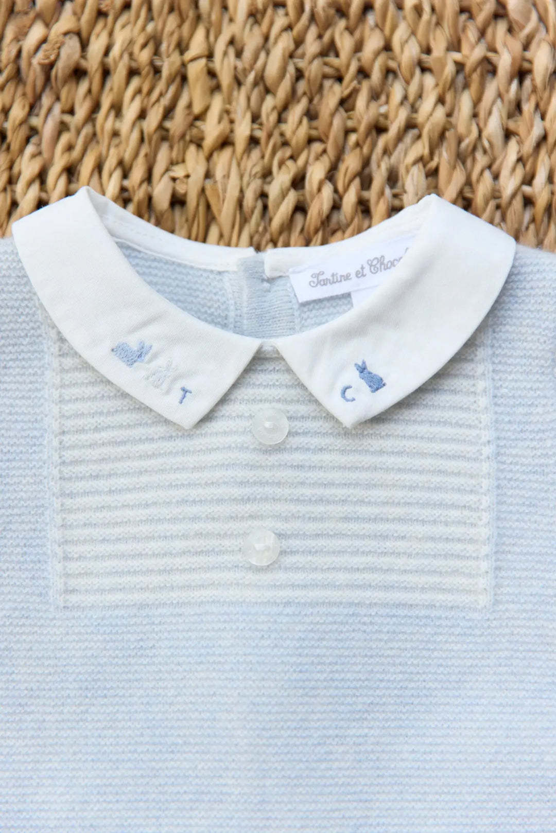 Blue Almonds Ltd Baby Boys Knit Cloud Blue Playsuit Tartine et Chocolat
