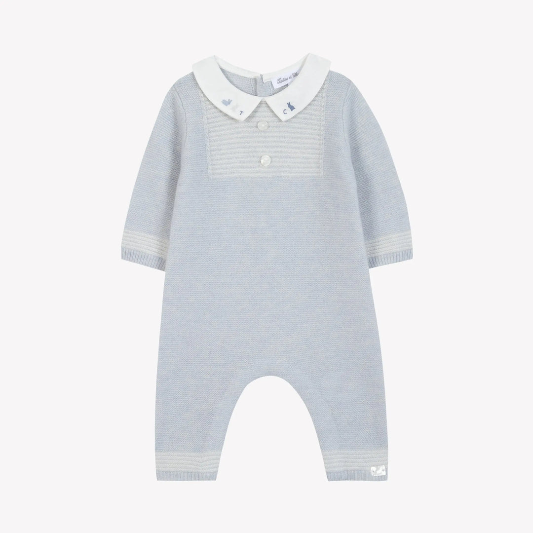 Blue Almonds Ltd Baby Boys Knit Cloud Blue Playsuit Tartine et Chocolat