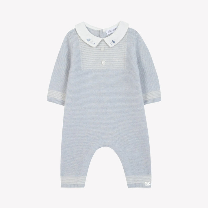Blue Almonds Ltd Baby Boys Knit Cloud Blue Playsuit Tartine et Chocolat