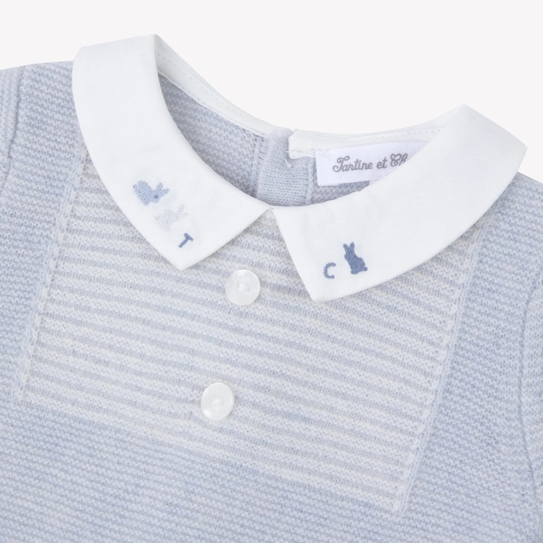 Blue Almonds Ltd Baby Boys Knit Cloud Blue Playsuit Tartine et Chocolat