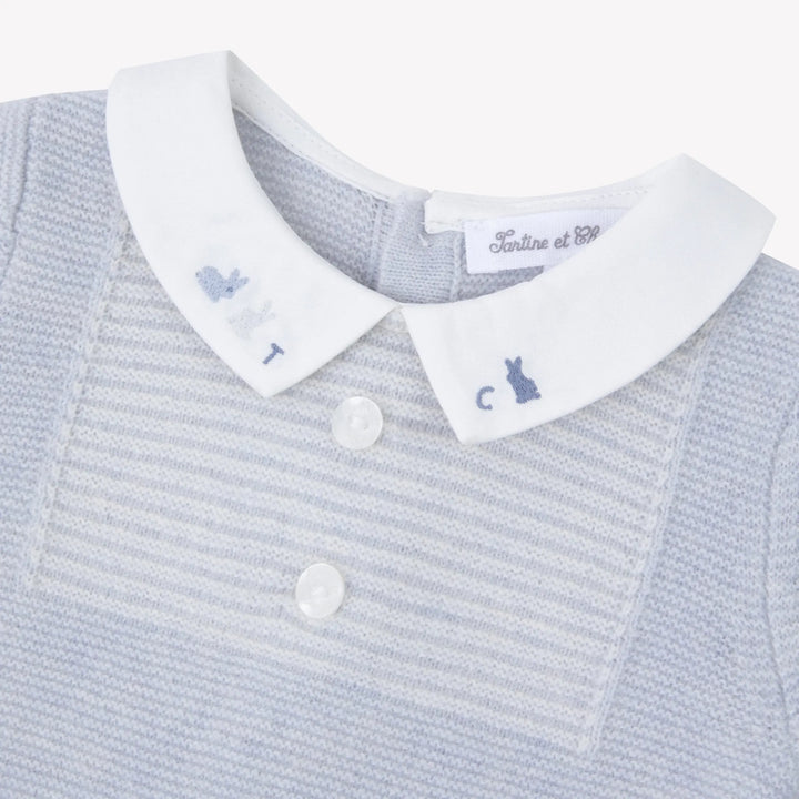 Blue Almonds Ltd Baby Boys Knit Cloud Blue Playsuit Tartine et Chocolat