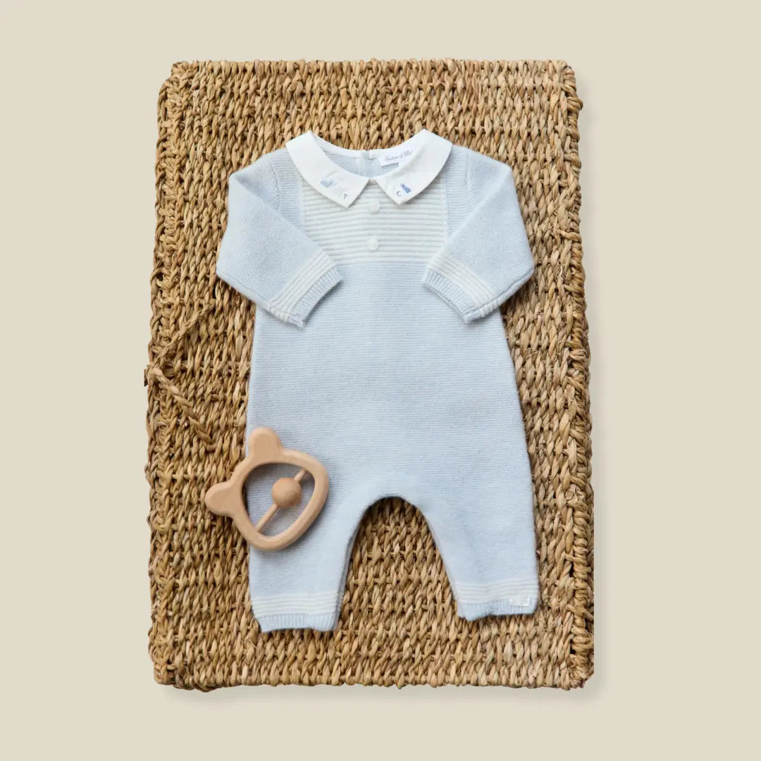 Blue Almonds Ltd Baby Boys Knit Cloud Blue Playsuit Tartine et Chocolat
